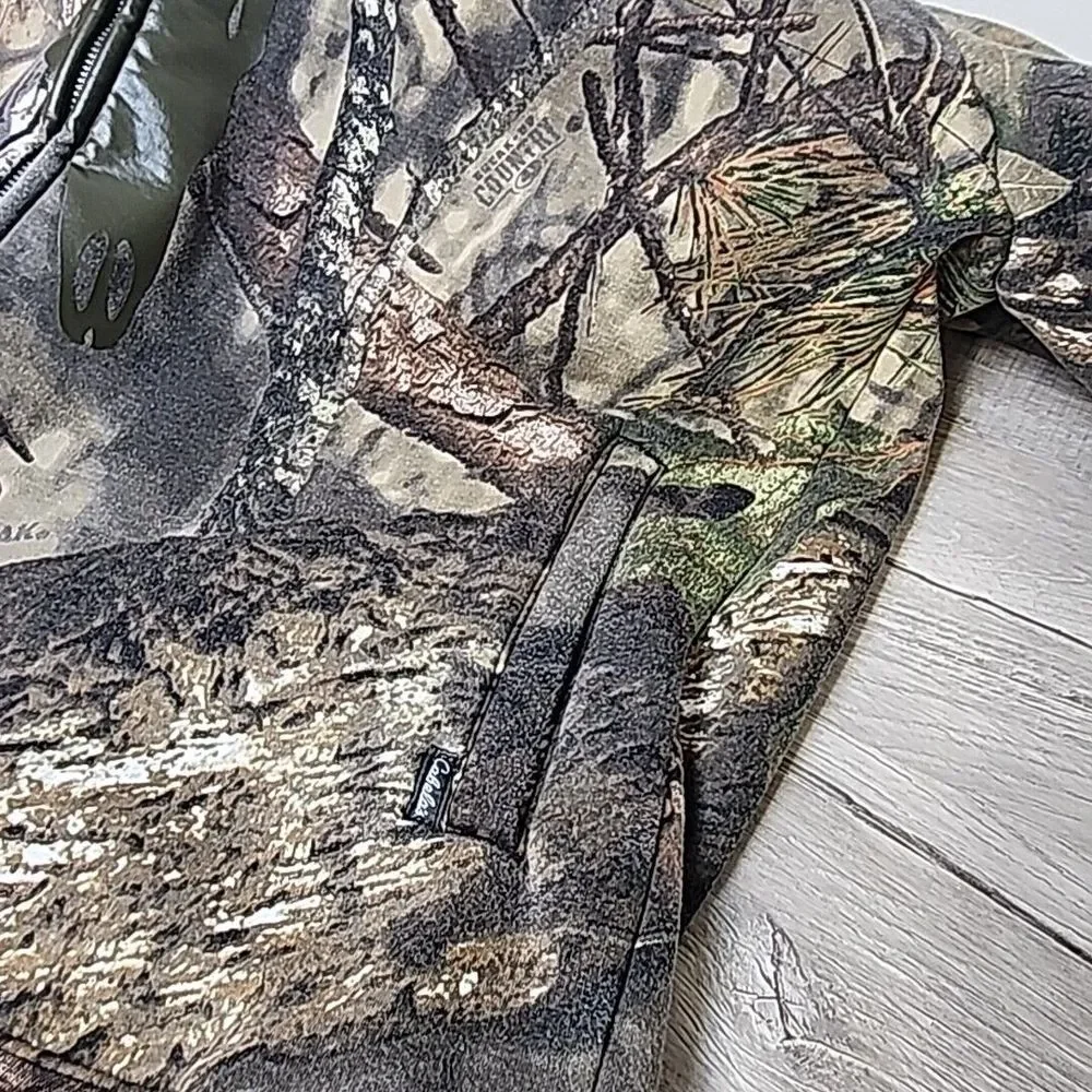 Cabela's Full Zip Hooded Mens XL Mossy Oak Break-Up Country Camo Fleece Hunting